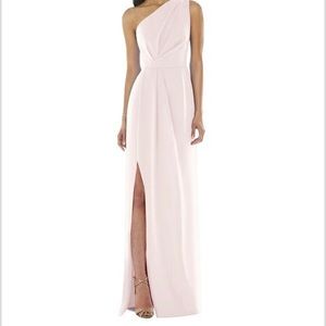 One-Shoulder Draped Bodice Column Gown